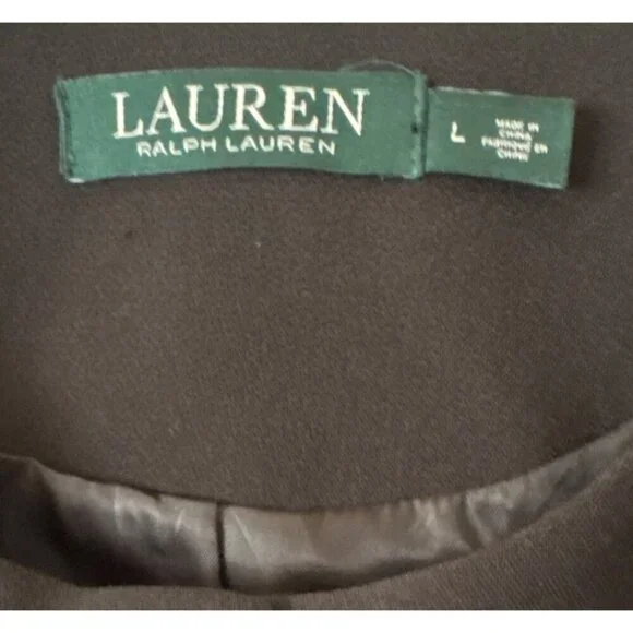 RALPH LAUREN L Black Coat with Snap Buttons Collarless‎ Oversize Look - Picture 3 of 5